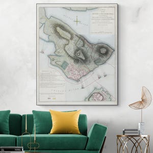 Carte militaire de la bataille de Bunker Hill en 1775, Guerre d'Indépendance américaine, histoire de la cartographie, décor Impression artistique