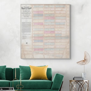 1874 Fine Art Print Fine Art Fine Art Print Stadtplan von Manhattan, New York City