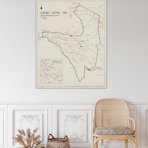 Karte Serengeti Nationalpark Tansania Afrikanische Safari Geographie Geschichte Tansania Dekor Kartographie Fine Art Print