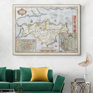 1626年 ジョン・スピード ワイト島の地図 イギリス領島 地図作成 歴史 装飾 美術印刷