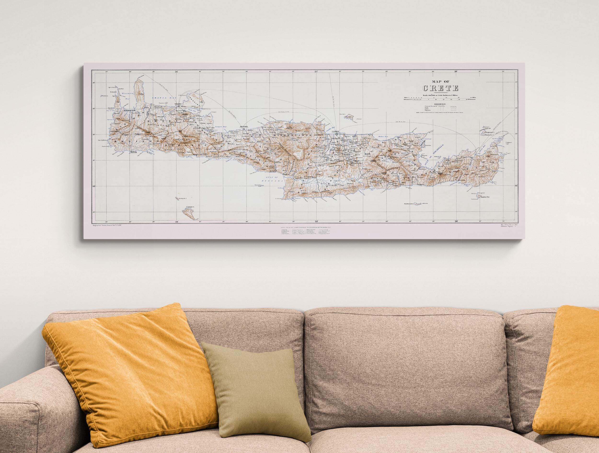 1905 Map of Crete – Historic Greek Cartography Depicting Political ...