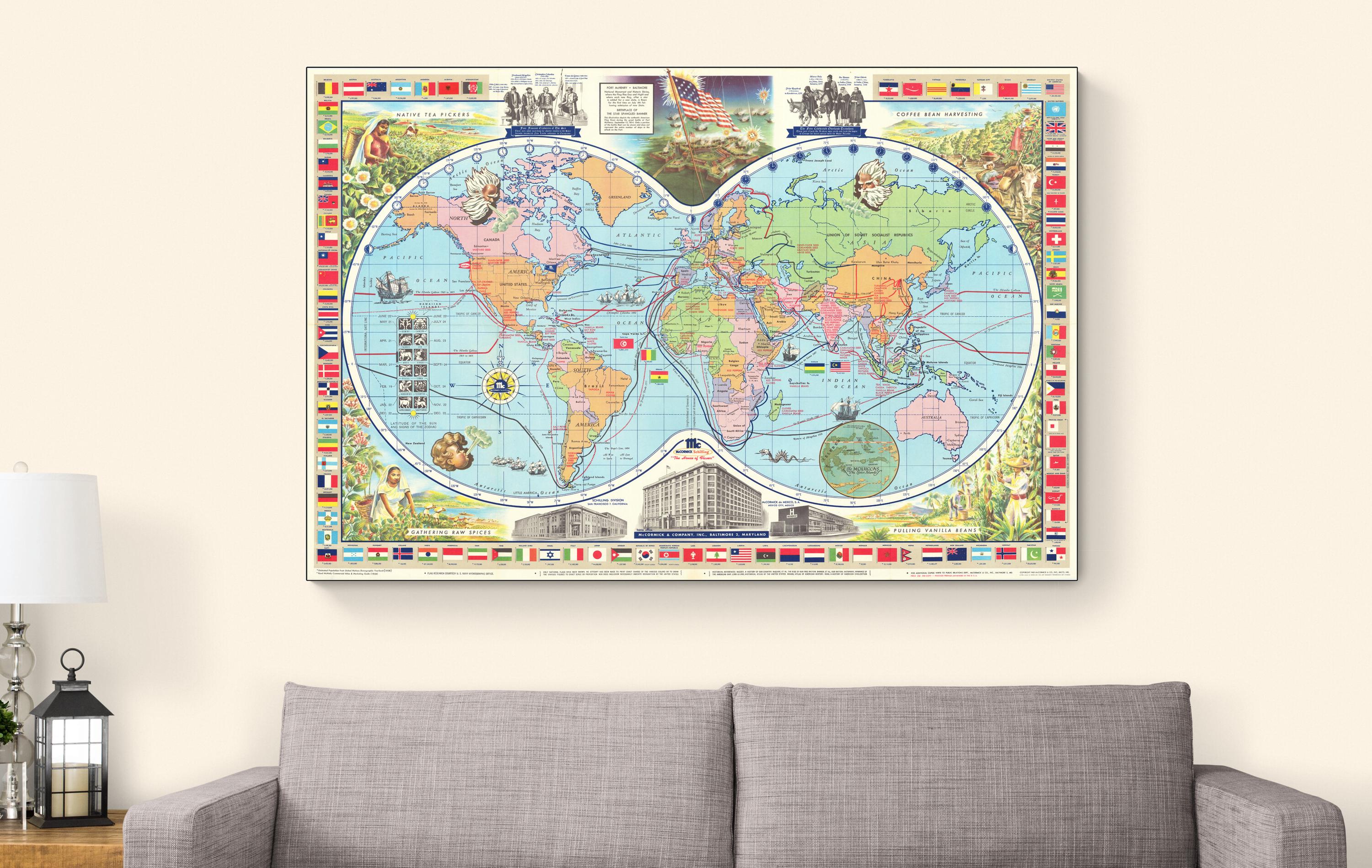 Pictorial Spices and Herbs Map of the World – Vintage Food Geography ...