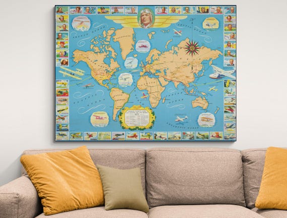 Famous Flights & Air Routes Pictorial Map – Historic World