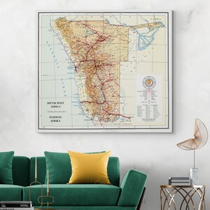 1965 Karte von Namibia Afrikanische Geographie Geschichte Namibias Kartographie Dekor Fine Art Print