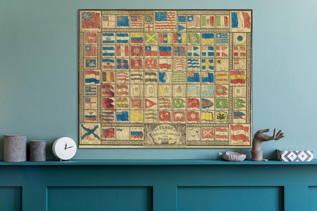 1837 Chart Showing Flags of the World Antique Vexillology History Decor ...