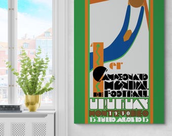 1930 WM 2019 Poster – Erstes FussballTurnier in Uruguay Kunstdruck | Fußball-Geschichte-Dekor | Vintage Sport Fine Art Print