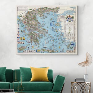 Pictorial Map of Greece – Illustrated Map Depicting Ancient Cities, Mythology & Mediterranean Legacy in Greek Historical Cartography