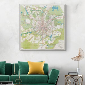 1935 Map of Moscow Russia – Soviet-Era Urban Plan Showing Streets, Landmarks, Metro Lines & City Layout in Stalinist USSR Capital
