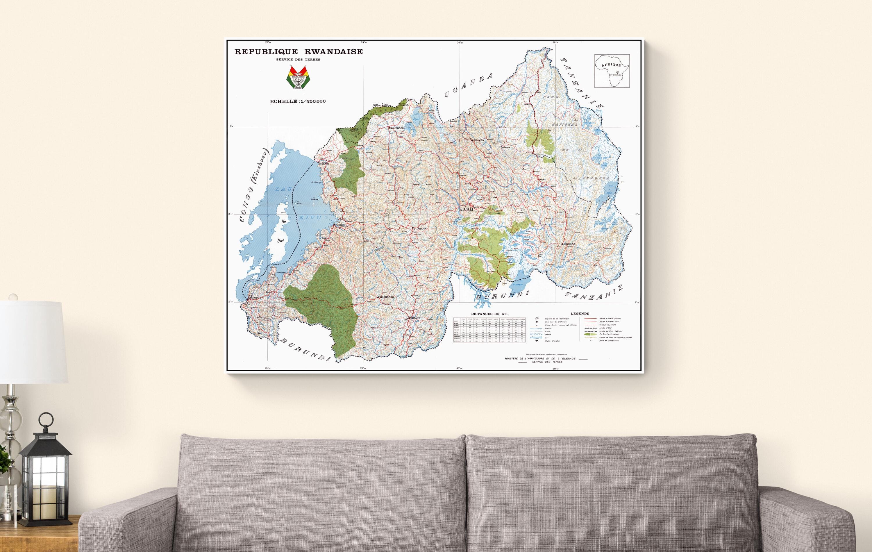 Postal Code Rwanda 1969 Map of Rwanda – Post-independence National Map Showing Provinces ...