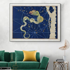 Ilustración del zodíaco Draco del siglo XVII, signo estelar, constelación, astrología, decoración, impresión artística