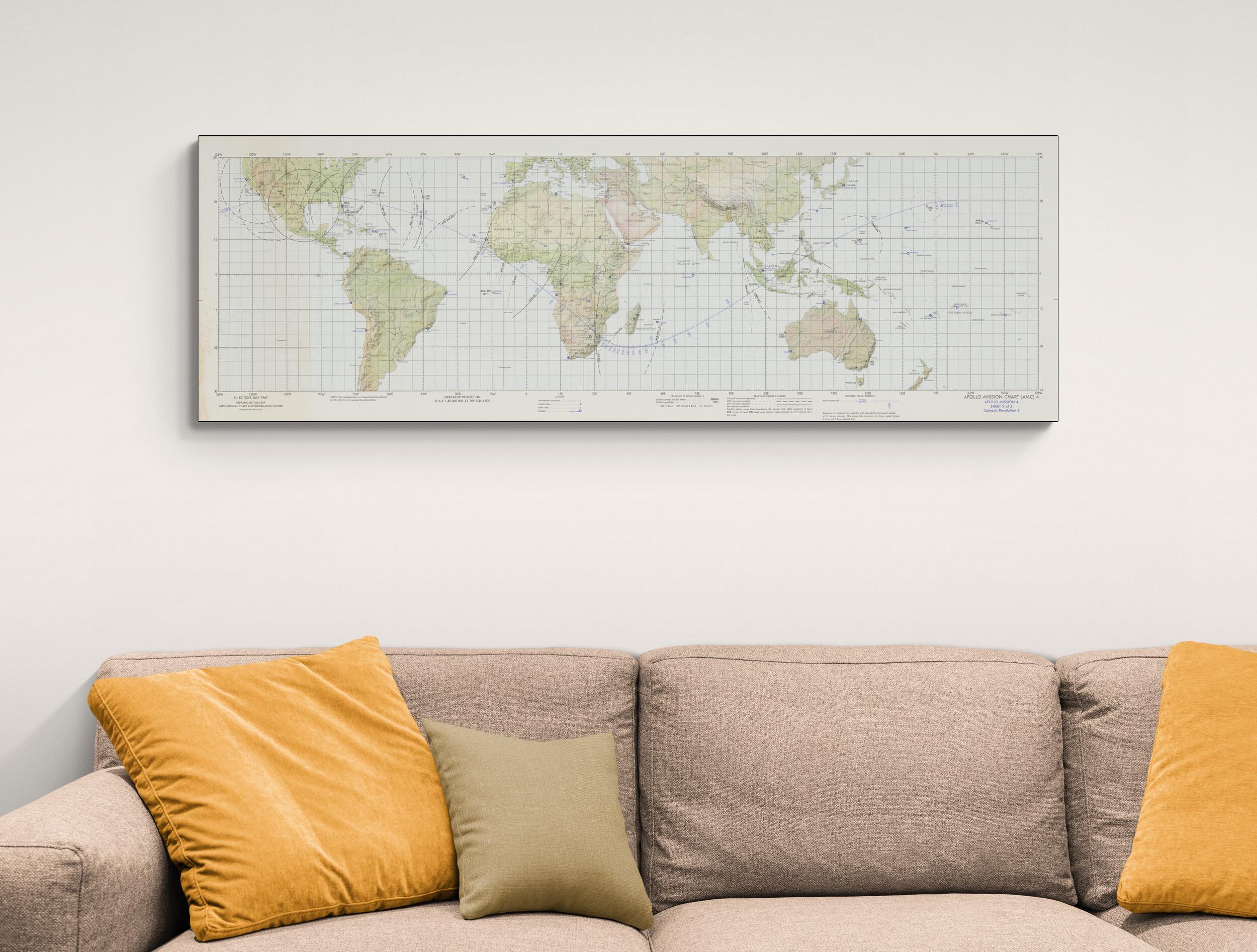 1967 NASA Apollo 4 Mission Trajectory Path Flight Planning Map Fine Art Print - Picture 3 of 5