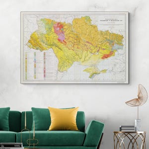 Geologische kaart van Oekraïne en Moldavië Oost-Europese natuurlijke hulpbronnen Geografie Oekraïense cartografie geschiedenis Decor Fine Art Print
