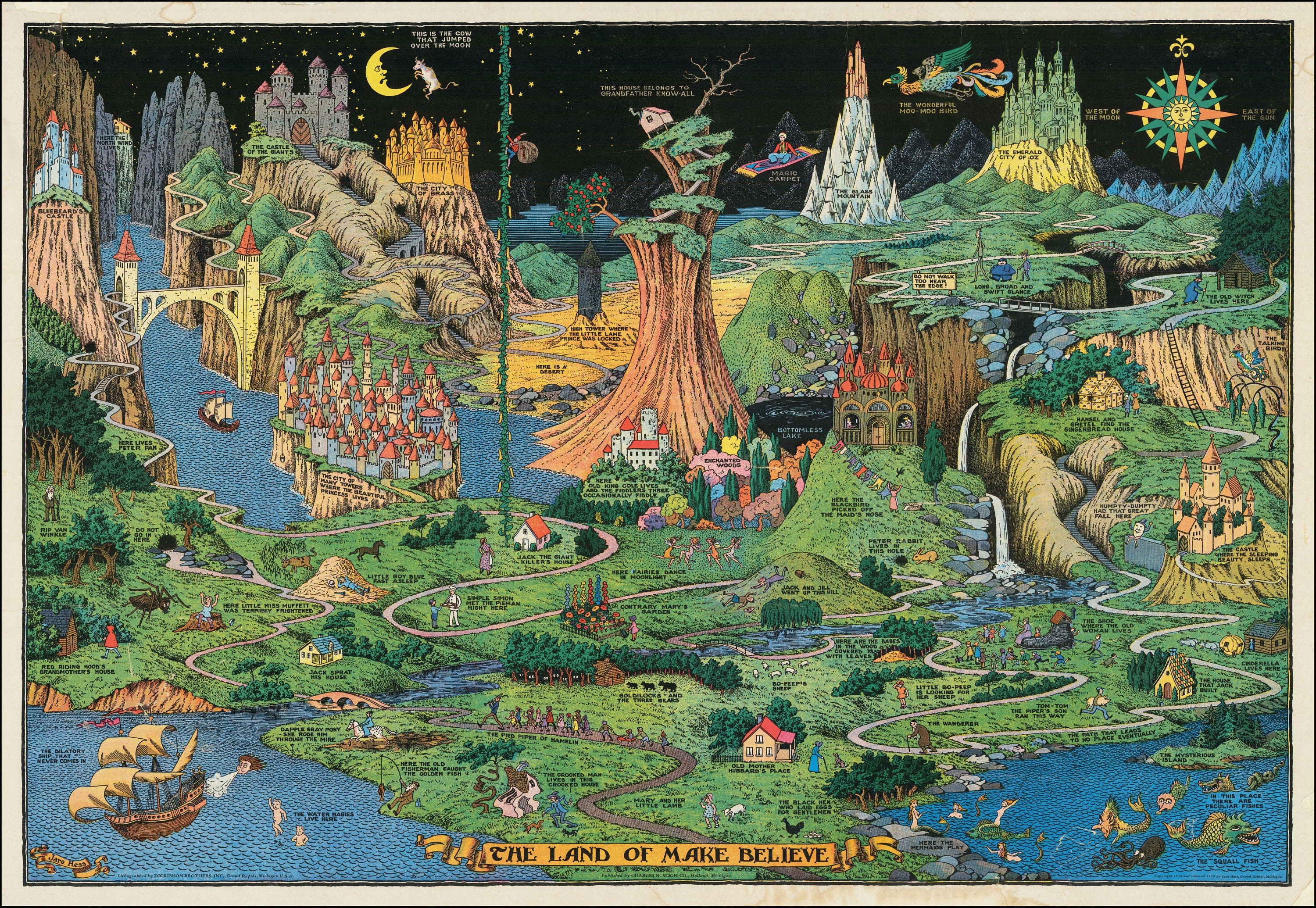 The Land of Make Believe Print Landkarte Legends Art Vintage Märchen Folktale Antik Alt Tall Poster Fine - Tales Kinderzimmer Kinderzimmer Etsy Österreich