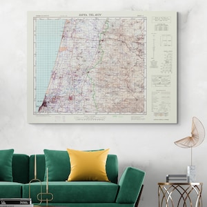 Palästina / Palästina Karte von Jaffa Tel Oriental Heilige Land Geographie Palästinenser Israelische Geschichte Dekor Fine Art Print