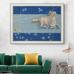 Ilustración del zodiaco Aries del siglo XVII, constelación del signo estelar, decoración astrológica, impresión artística.