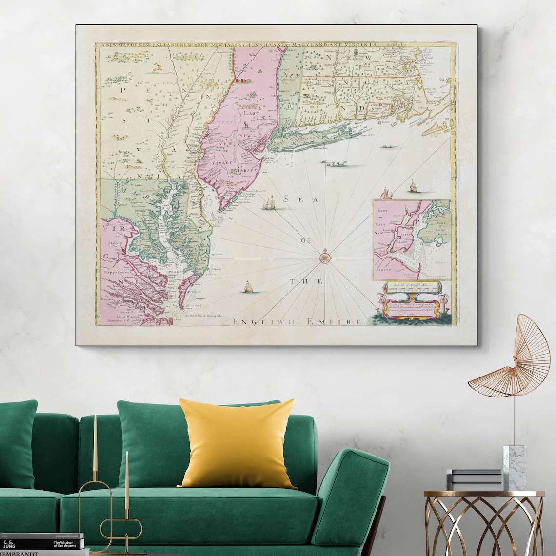 1685 Map of the British Colonies – First Printed Plan of New York ...