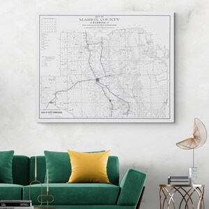 1888 kaart van Marion County, Florida, Amerikaanse cartografie geschiedenis Fine Art Print