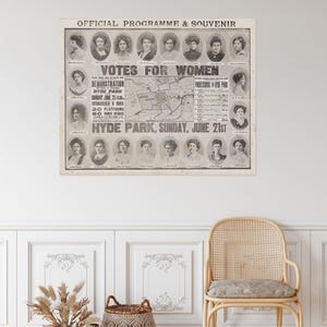 1905 Women's Suffrage Suffragette Souvenir Program Hyde Park London March Antique Feminism Women's Rights History Decor Fine Art Print