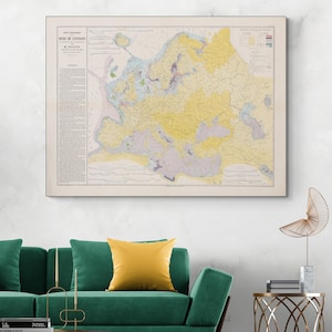 Geologische Karte von Europa Europäische Geographie Erdkunde Geowissen- schaft Geschichte Kartographie Dekor Fine Art Print