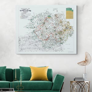 Mappa politica dell'Irlanda del Nord del 1923 - Cartografia che mostra contee, città, confini e divisioni amministrative dopo la partizione irlandese