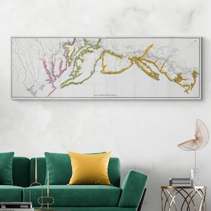 Kaart van generaal Rochambeau, maart 1781 van Boston naar Yorktown Amerikaanse Onafhankelijkheidsoorlog Cartografie Geschiedenis Decor Fine Art Print