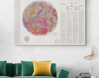 NASA Geological Map of the Near Side of the Moon – Celestial Surface Diagram Astronomy History Decor | Fine Art Space Lover Wall Print