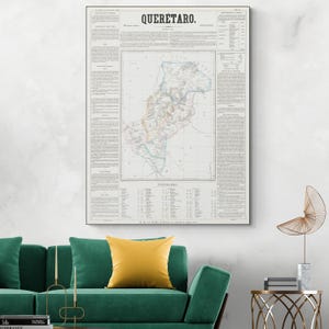 1858 Map of the State of Queretaro Mexico – Vintage 19th Century Regional Cartography Featuring Cities, Roads & Terrain of Central Mexico