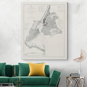 1877 Sea Chart of New York Harbor – Nautical Map – Coastal Features, Shipping Channels & Maritime Navigation Routes in the 19th Century