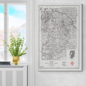 Mapa de 1931 da Floresta Nacional Manti-La Sal, Utah – Cartografia histórica do Serviço Florestal dos EUA com montanhas, trilhas, bacias hidrográficas e acampamentos