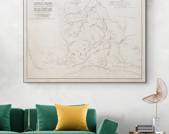 Carte de la bataille de Shiloh pendant la guerre civile de 1862 - Positions de l'Union et de la Confédération au Tennessee pendant l'un des premiers engagements majeurs de la guerre