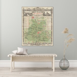 Wanderkarte 1908 des Waldes von Fontainebleau Frankreich Natur Welterste Naturschutz Französisch Geschichtsdekor Fine Art Print