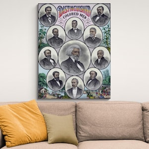 Distinguished Men of Color – 1884 Frederick Douglass Chart Art Print | African American Political History Decor | Vintage Fine Art Poster