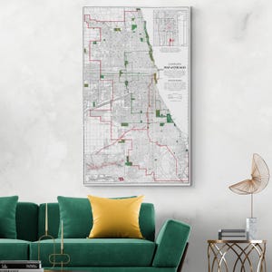 Carte de Chicago, Illinois, 1910, décor de l'histoire de la cartographie américaine, impression d'art