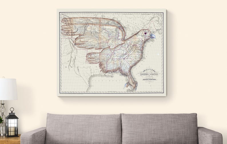 1830 Eagle Map of the United States – Allegorical American Map Shaped ...