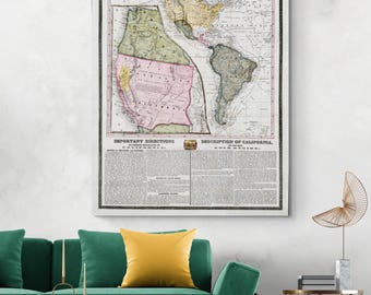 1849 Map of the Gold Regions of California – Historic California Gold Rush Map Showing Mining Camps, Rivers, Trails & Early Settlements