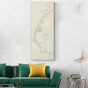 Carte du fleuve Mississippi, 1777, histoire américaine, décor, cartographie, impression d'art