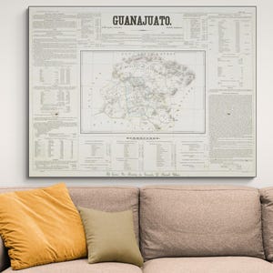 1858 Kaart van Guanajuato Mexico Centraal-Amerikaanse geografie Mexicaanse geschiedenis cartografie decor Fine Art Print