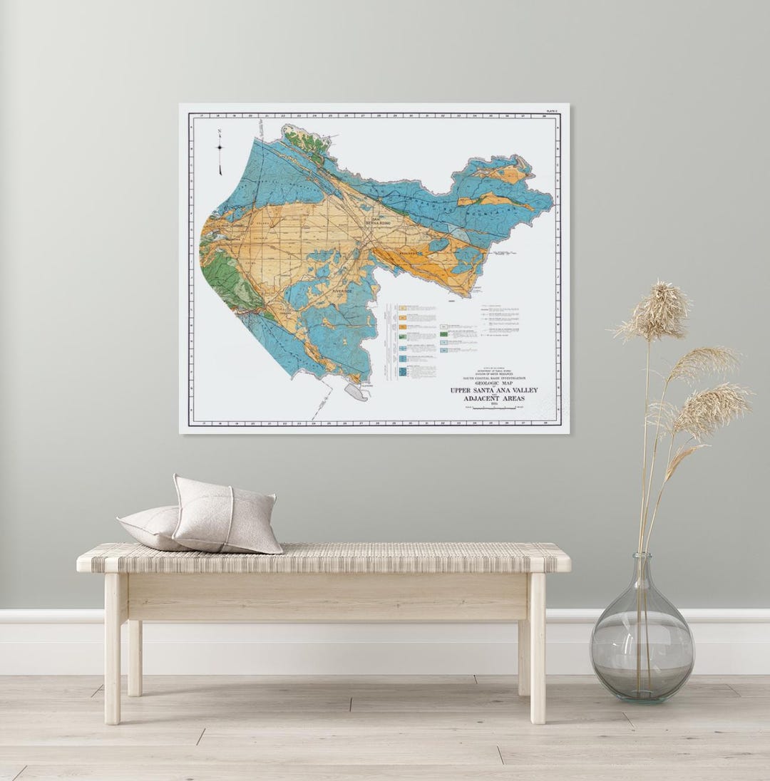 Geologic Map of Upper Santa Ana Valley Showing San Andreas Fault Line ...