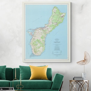 1965 Map of Guam – Mid-20th Century Vintage Island Cartography Showing Topography, Roads, Settlements & Strategic Pacific Location