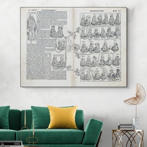 L'arbre généalogique de Noé – 1493 Impression d'art de la généalogie biblique de la chronique de Nuremberg | Décoration d'histoire chrétienne | Poster beaux-arts des Écritures saintes