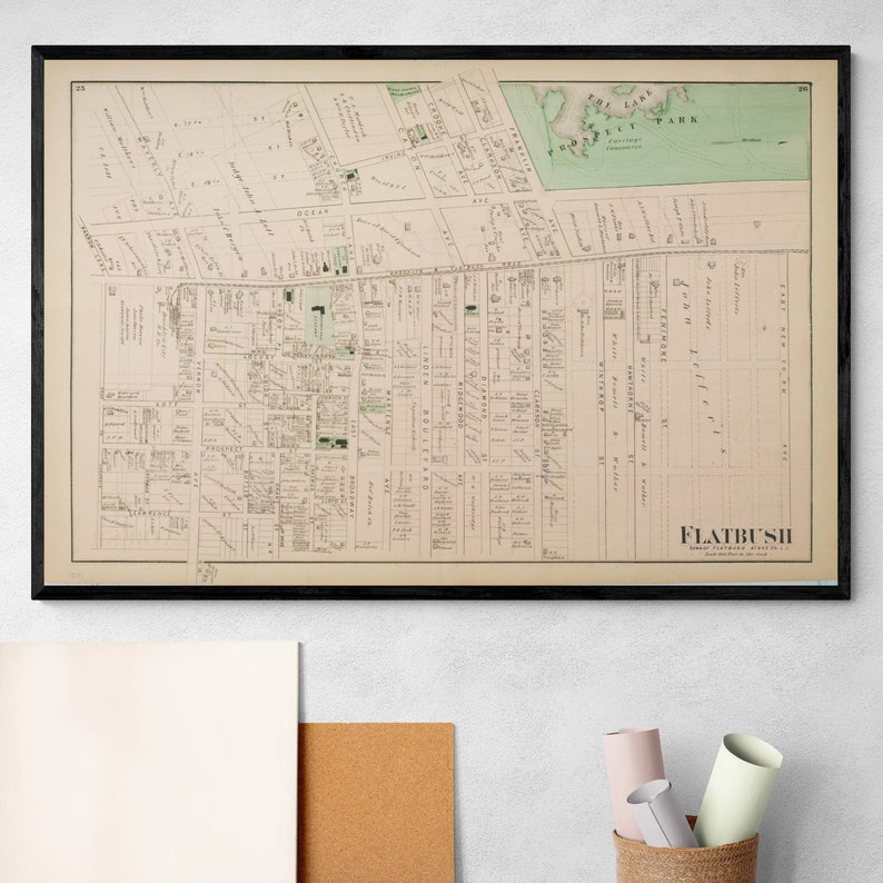 1873 Earliest Map of Flatbush Neighborhood in Brooklyn Borough - Etsy