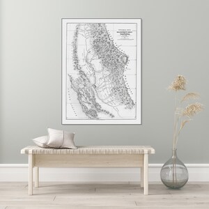 1848 Première carte officielle des régions de l'or et du vif-argent de la Californie Histoire américaine Cartographie Décor mineur de la ruée vers l'or Impression artistique