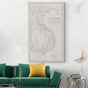 Mapa de Vietnam de 1837. Dinastía vietnamita Nguyen. Historia. Cartografía. Decoración. Impresión artística.