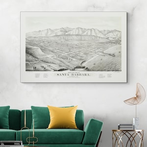 1877 Landkarte von Santa Barbara County in Kalifornien Amerikanische Kartographie Geschichte Dekor Fine Art Print