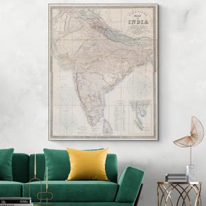 Carte de l'Inde de la Compagnie des Indes orientales de 1857, histoire de l'Inde coloniale britannique, cartographie, impression d'art