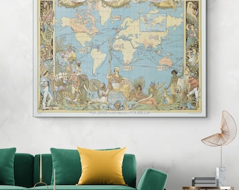 大英帝国の世界地図：ヴィンテージ植民地領土のアートプリント - Etsy 日本