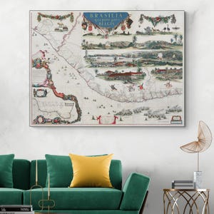 1652 Carte du Brésil néerlandais d'Amérique du Sud République néerlandaise du Brésil Histoire coloniale Cartographie Decor Fine Art Print