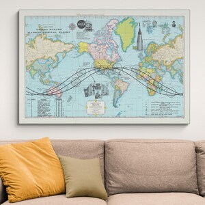 1962 NASA-kaart van Mercurius-Atlas 6 Mission First bemande Amerikaanse orbitale ruimtevlucht ruimteverkenning geschiedenis decor Fine Art Print