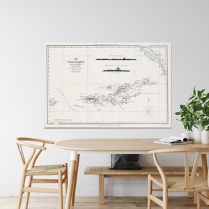Mapa das Ilhas Virgens de 1826 Geografia do Caribe História das Ilhas Virgens Cartografia Decoração Impressão de Belas Artes