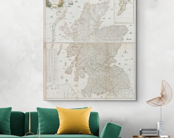 1773 Map of Scotland – Historic British Cartography Depicting Regions, Towns, Highlands & Lowlands During the 18th Century Geographic Survey